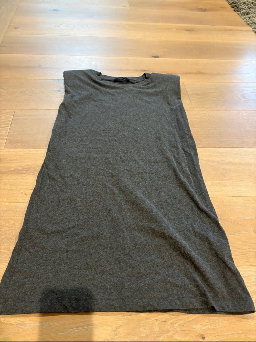 All Saints Size Small Dark Charcoal Sleeveless Shift Dress.